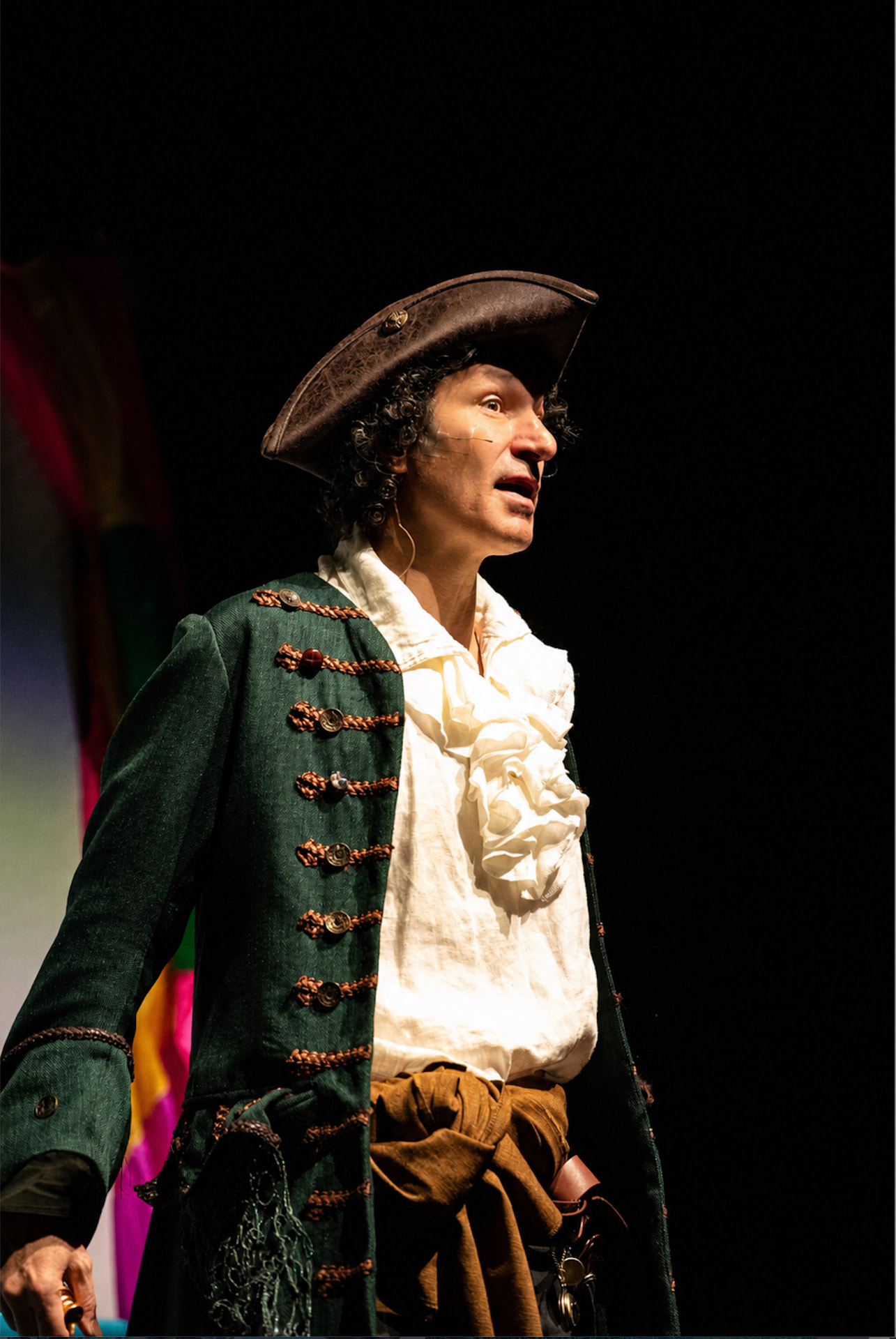 Mr. Damon in costume as Captain Damon on stage